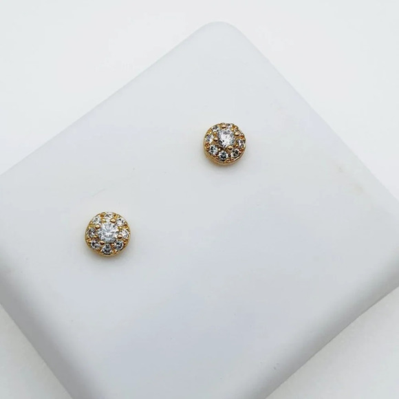 "14K Gold Plated Cubic Zircon Earrings, INUS1BR043 - Picture 6 of 9